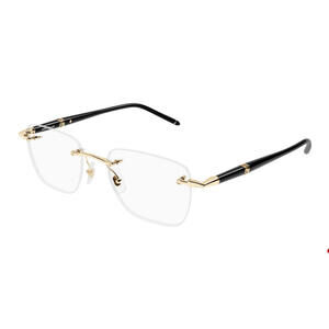 Montblanc MB0346O 001 Gold Rimless Optical Eyeglasses Frame Black Pen Temples